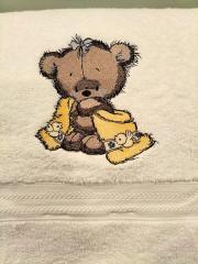 Post Shower Teddy Bear Embroidery Adorable Baby Gift