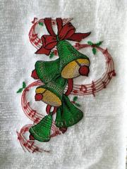 Festive Green Christmas Bells Embroidery Charming Holiday Sound