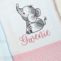 Adorable Child Elephant Embroidery Heartwarming Children's Decor