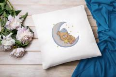 Dreamy Teddy Bear Embroidery Design Cozy Nighttime Crescent Art
