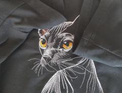 Embroider the Mystique of a Sphynx Cat Black Background Design