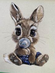 Bunny with Rubber Pacifier Embroidery Design Perfect for Baby Gifts