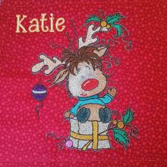 Happy Fawn with Christmas Gift Embroidery Design