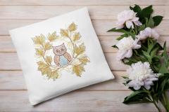 Owl in the Autumn Forest Embroidery Perfect for Cozy and Seasonal