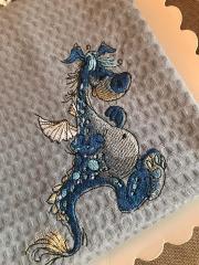 Add Whimsical Cute Dragon Embroidery Charm to Stitching Projects