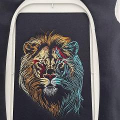 Powerful and Bold Lion Embroidery for Creative Projects