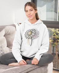 Nature-Inspired Hoodie with Chamomile & Hydrangea Embroidery