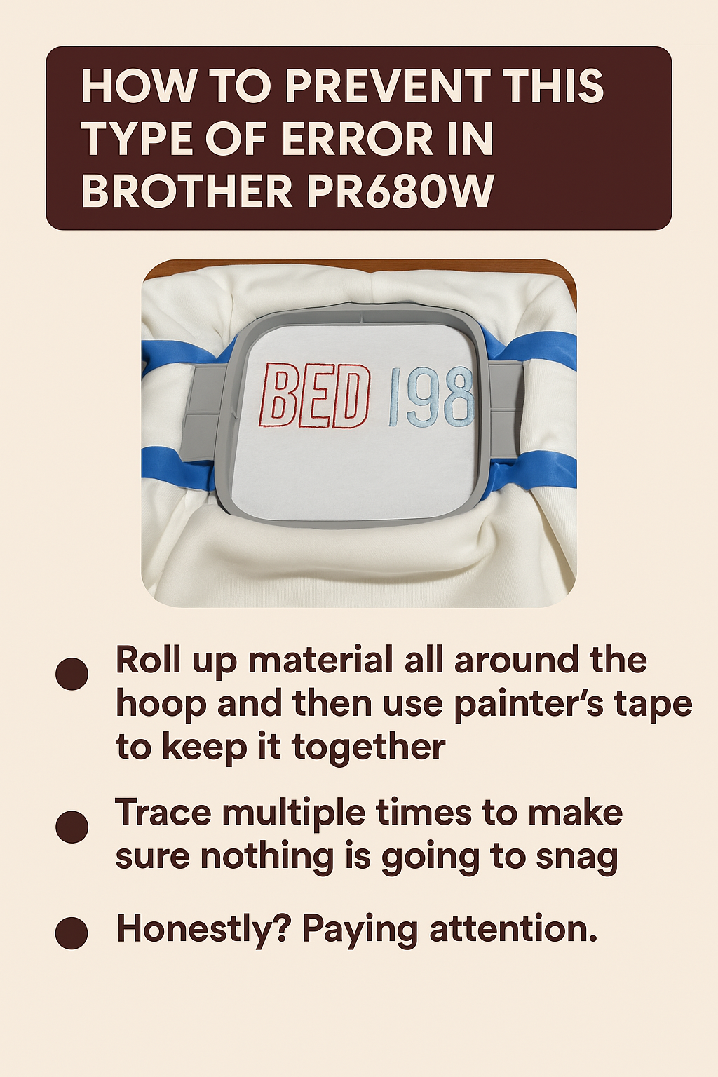 how prevent embroidery error