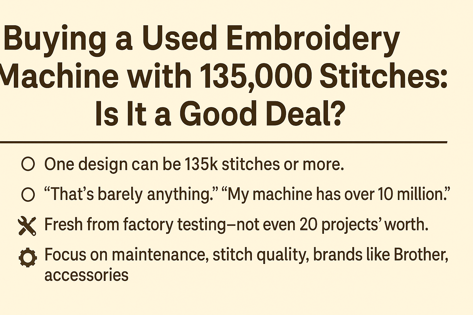 Buying used embroidery machine