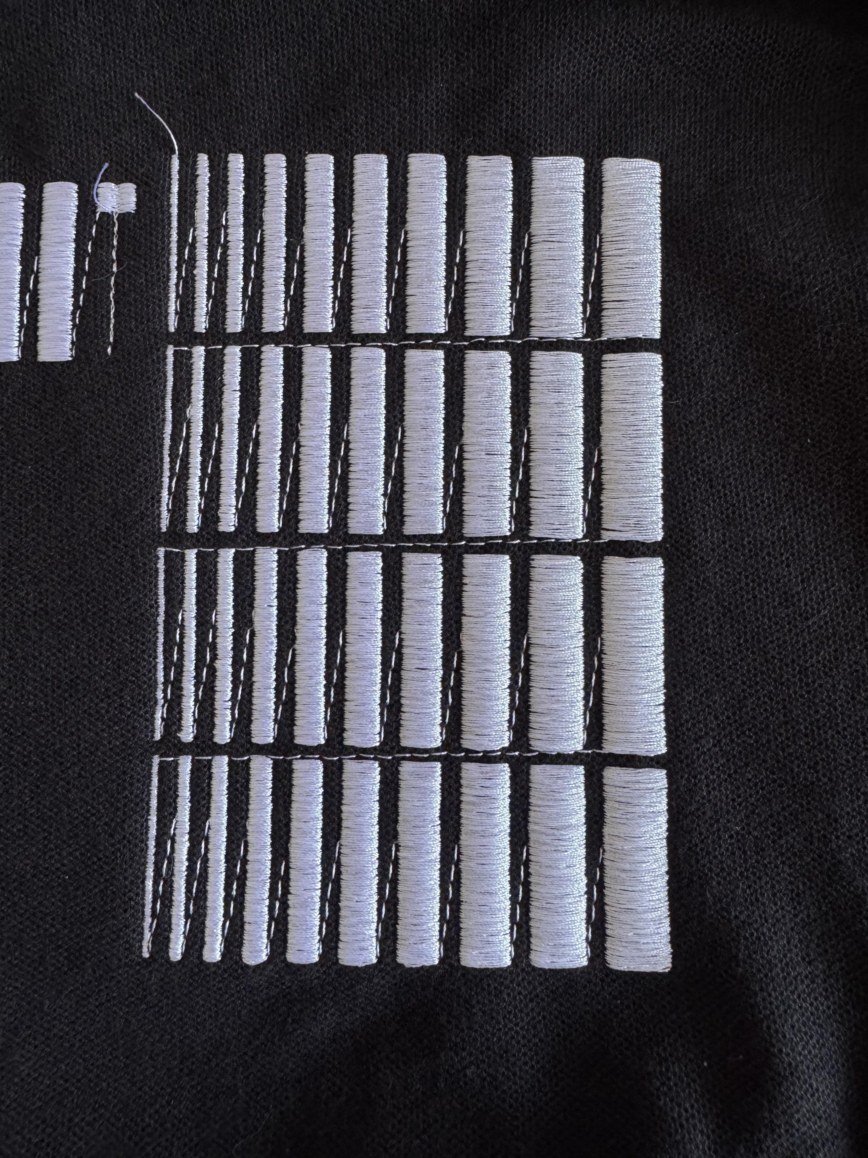 Underlay for satin stitches