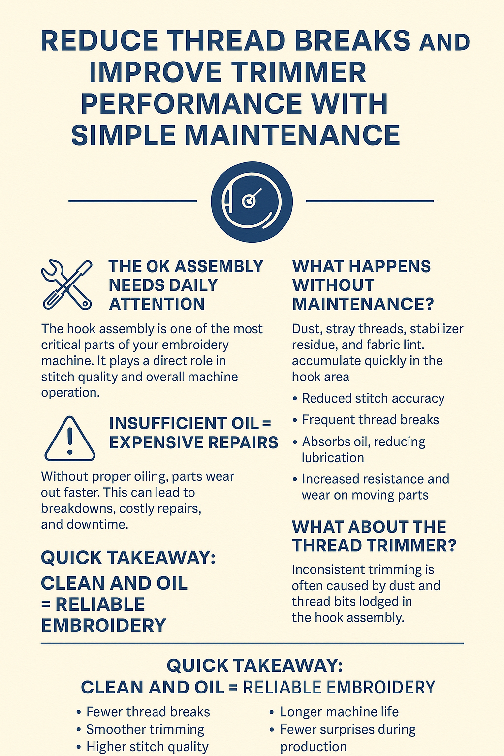 reduce thread brake embroidery and improve trimmer