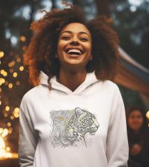 Pullover Hoodie with Two Big Cats Embroidery Design