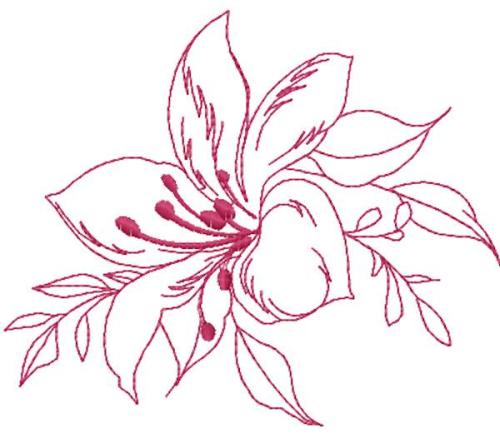 Red lily free embroidery design