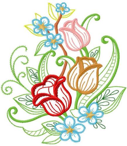 Tulips garden free embroidery design