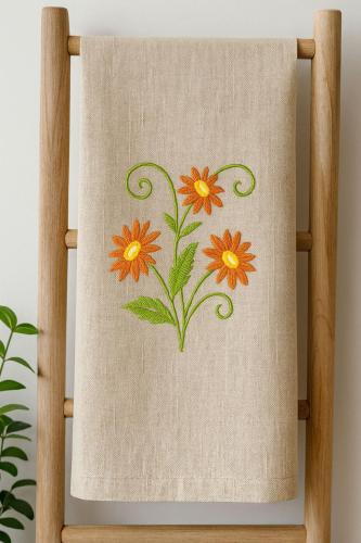 Three orange flowers free embroidery design