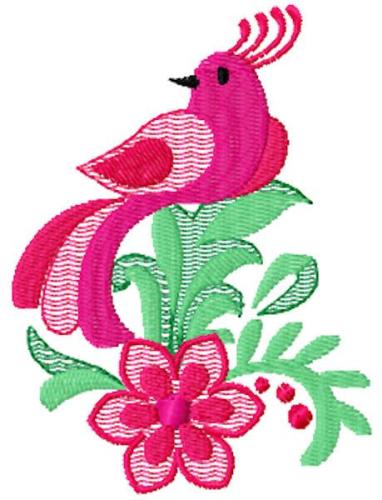 Bird and flower free embroidery design