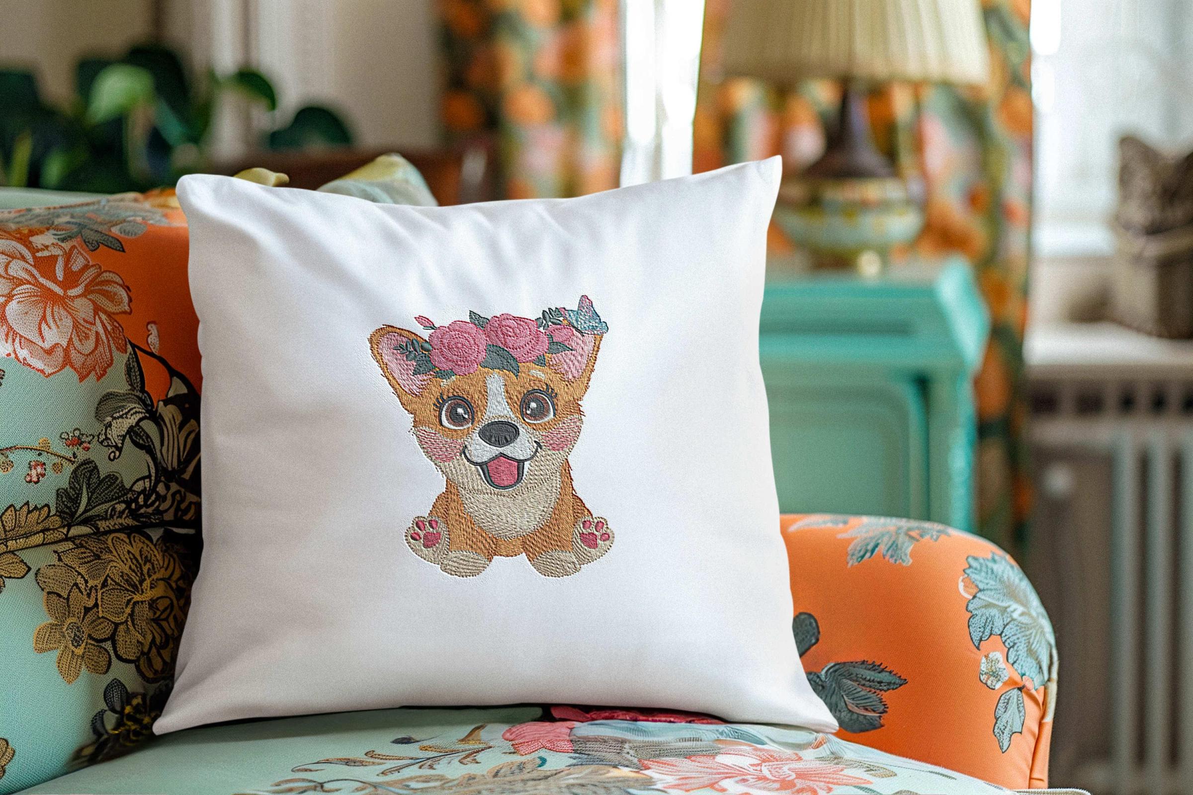 🧵 Cozy Up with Corgis: The Cutest Embroidered Pillow Trend