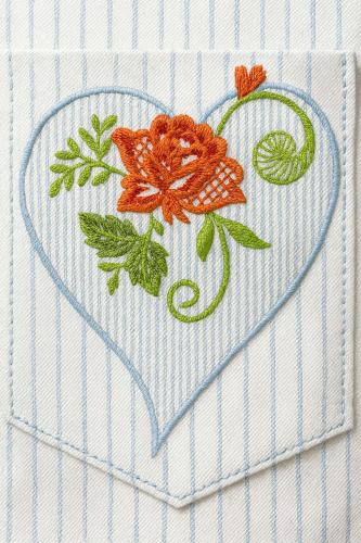 Heart rose free embroidery design