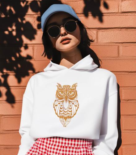 Sitting owl tribal free embroidery design