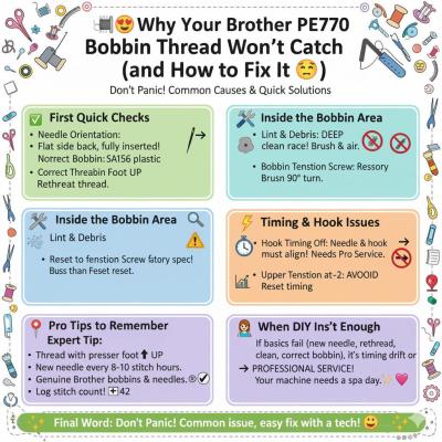 Brother PE770 Not Catching Bobbin Thread: Troubleshooting Guide