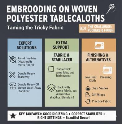 Embroider on Woven Polyester Tablecloths