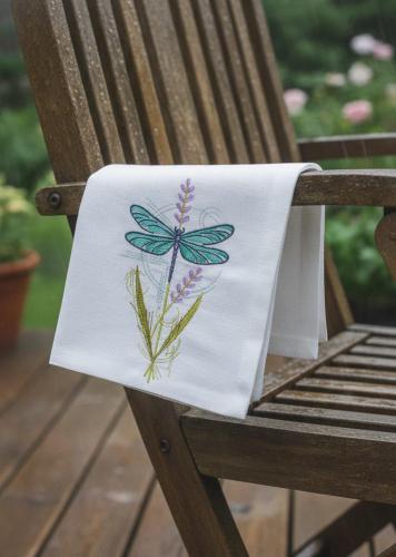 Lavender and dragonfly free embroidery design