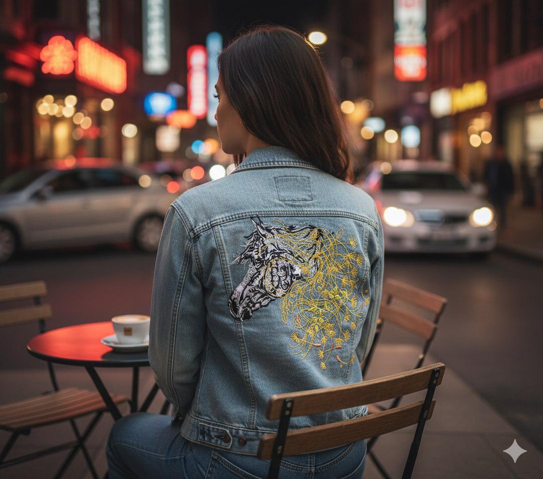 Statement Stitches — Large Embroidered Art on Women’s Denim Statement Stitches — Large Embroidered Art on Women’s Denim