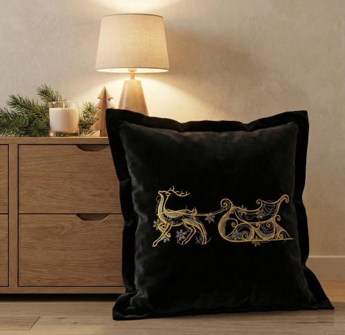 Christmas sleigh with reindeer free embroidery design