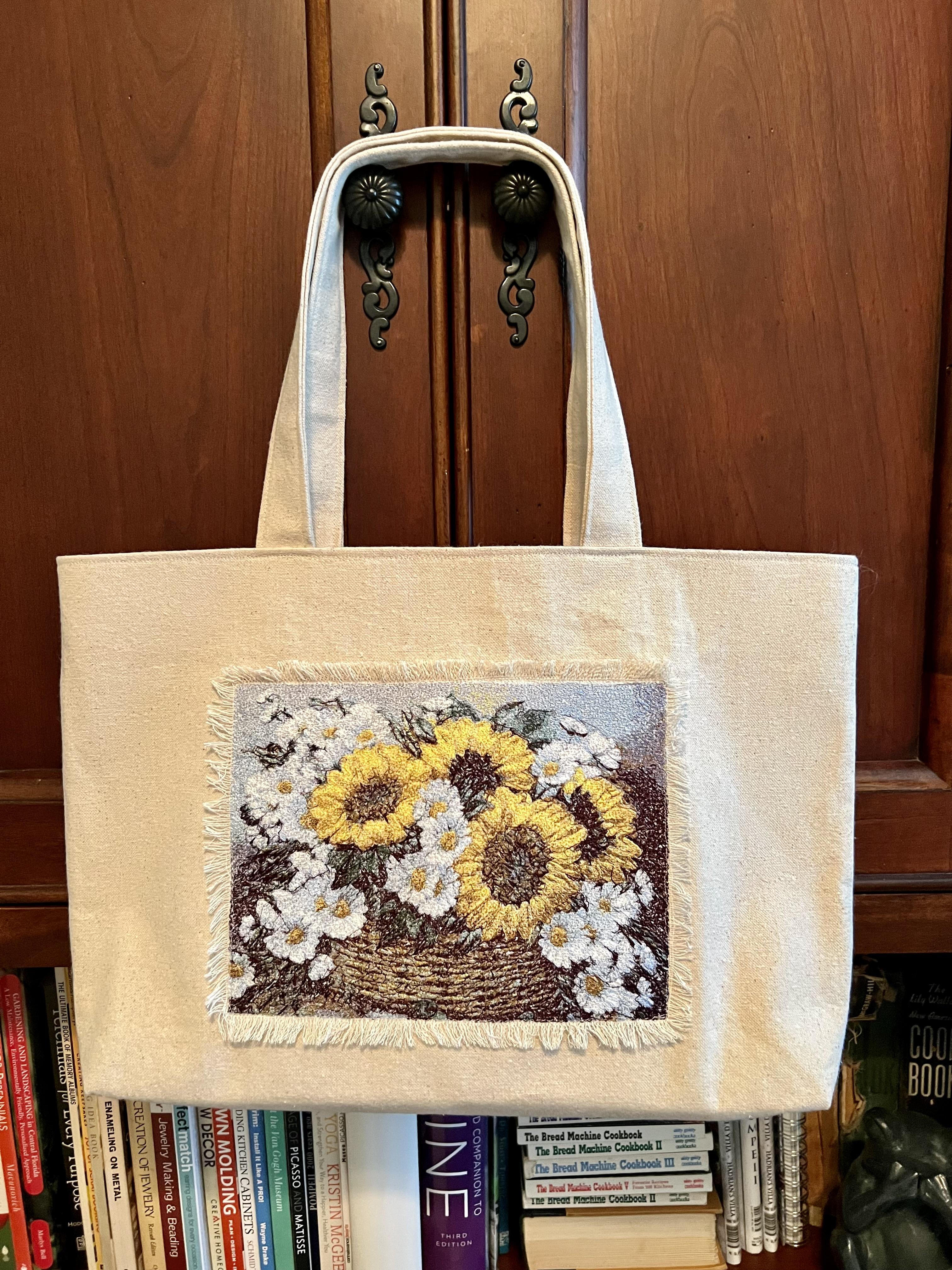 Bouquet of sunflowers and chamomiles photo stitch free embroidery design