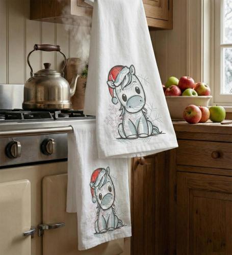 Christmas horse Santa hat free embroidery design