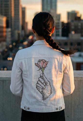 Rose in hand free embroidery design