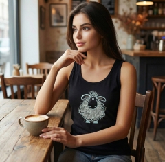 Black Sleeveless Tees with Embroidery: Fabric Becomes design