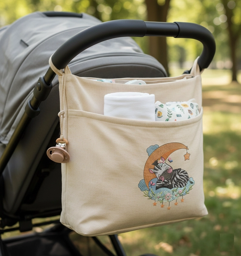 DIY Embroidered Stroller Bag Stylish & Practical