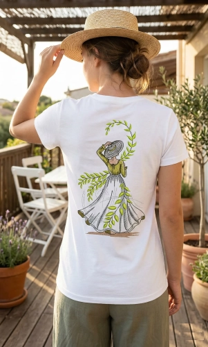 Elegant dancing lady with leaves free embroidery design