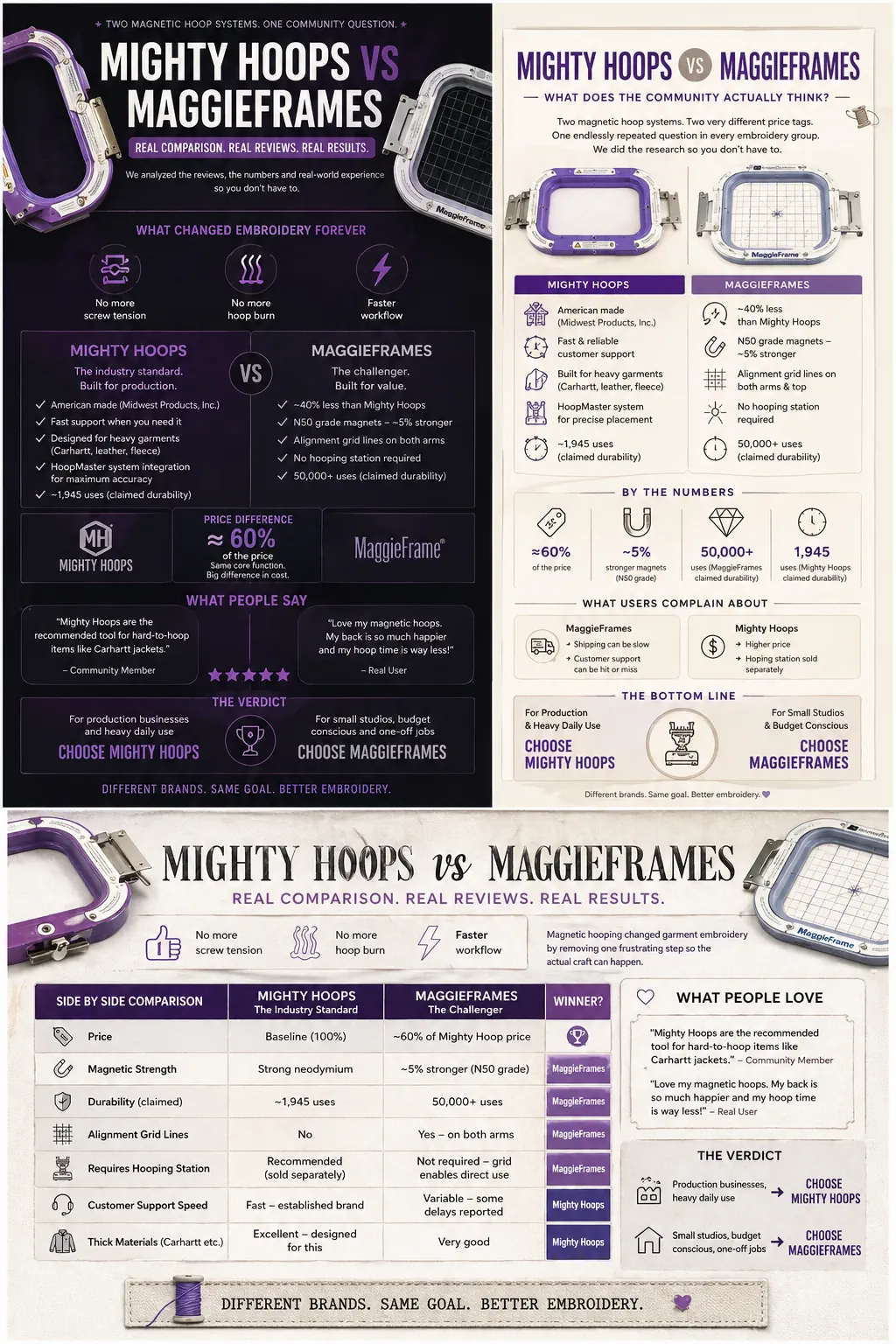 Mighty Hoops vs MaggieFrames comparison infographic