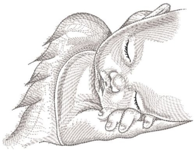 Sleeping Angel Greyscale Sketch Embroidery Design